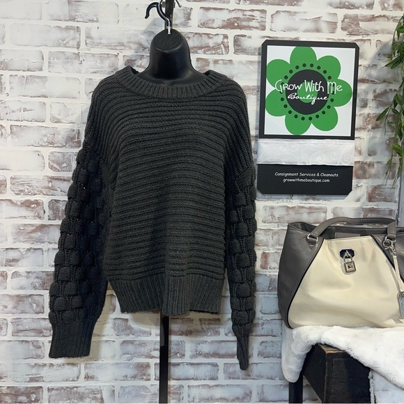 Elodie Sweaters - Elodie Charcoal Knit Sweater Medium